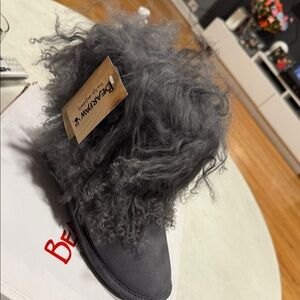 BearPaw Charcoal Fuzzy Boots